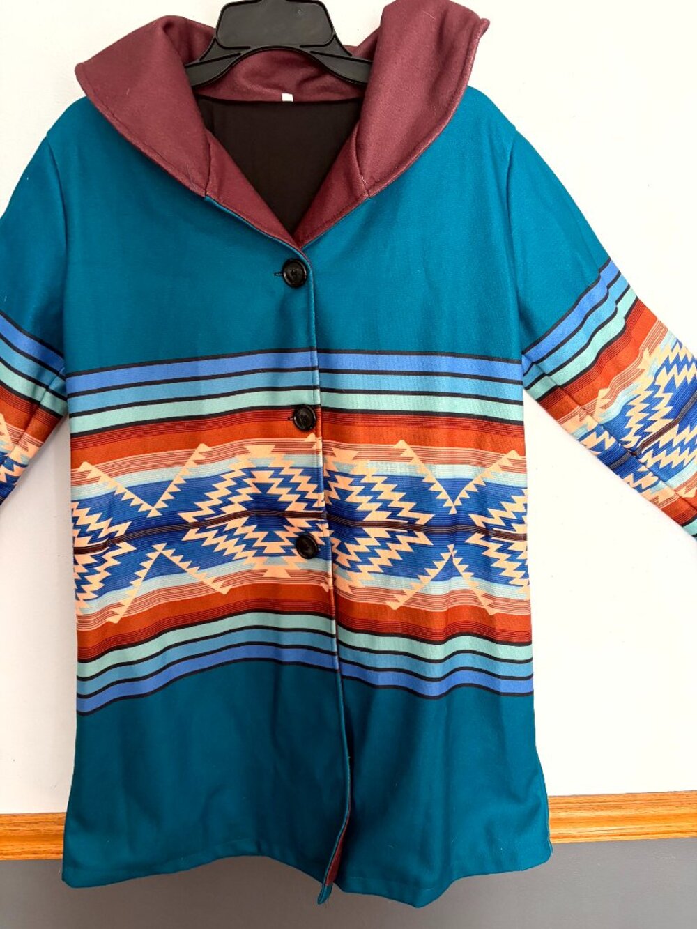 Aztec Southwestern Acrylic/Wool Cardigan Jacket Womens Western Large